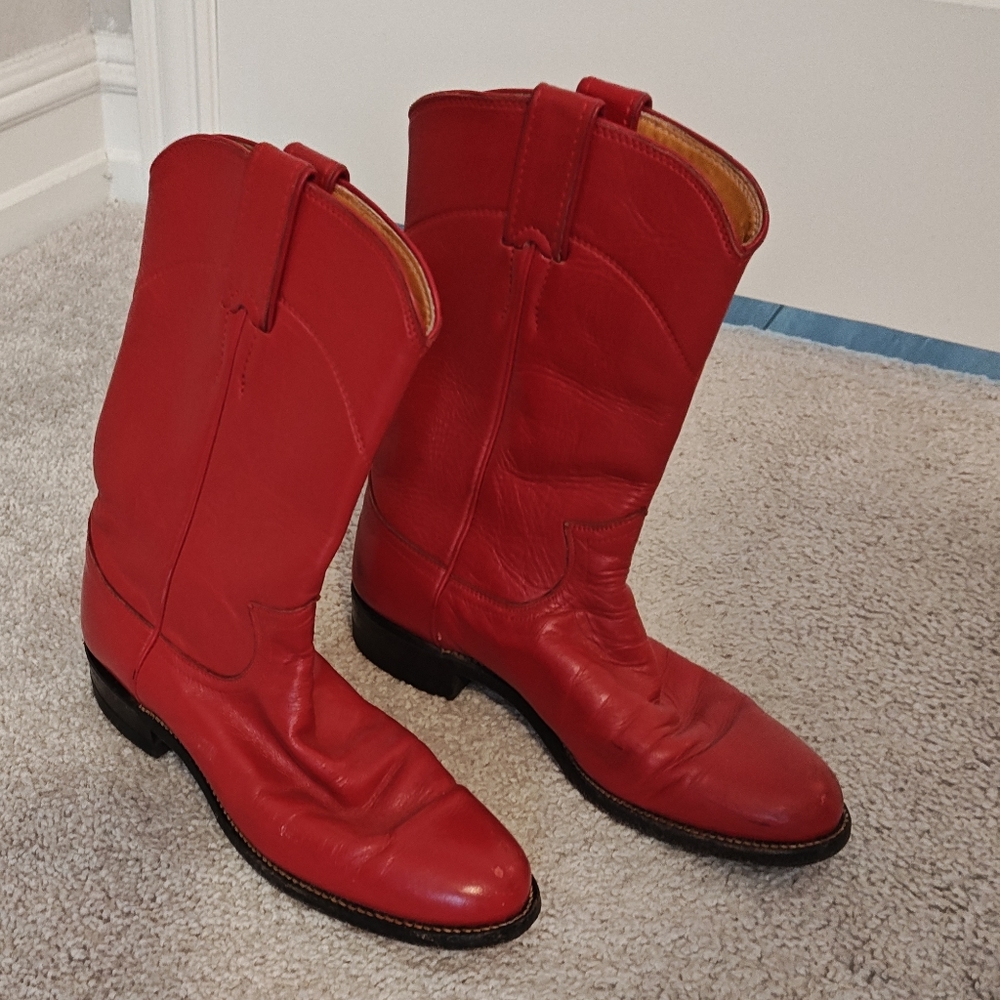 Justin Red Leather Boots